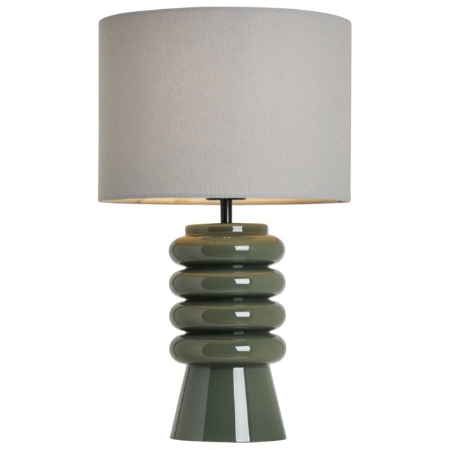 BHS Rahya Ribbed Glass Table Lamp - Green - image 1
