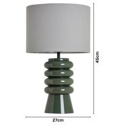 BHS Rahya Ribbed Glass Table Lamp - Green - thumbnail 3
