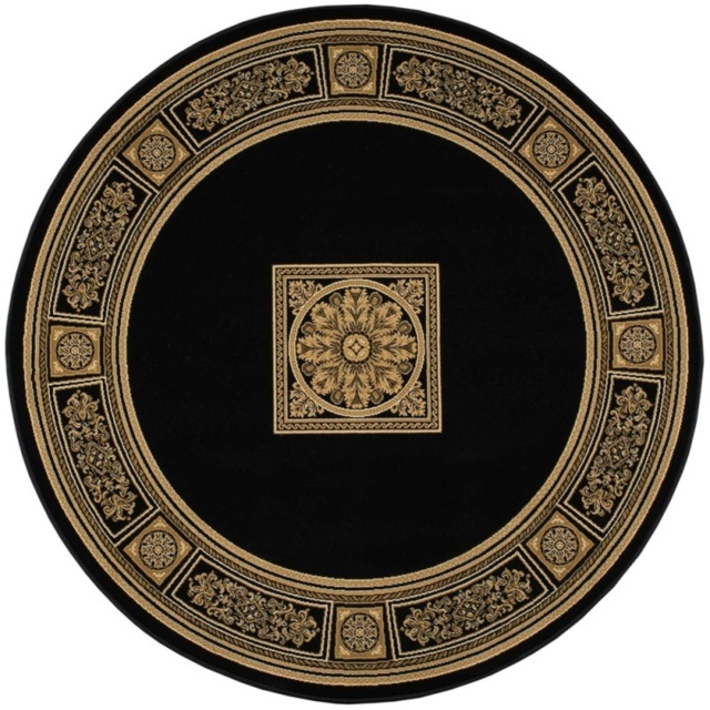Mastercraft 057-0801/3233 Da Vinci Round Rug - Black/Gold - 200cm Circle - image 1