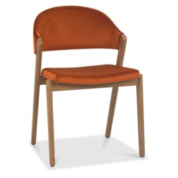 Brandon Rustic Oak Upholstered Chair Pair - Rust Velvet - thumbnail 4