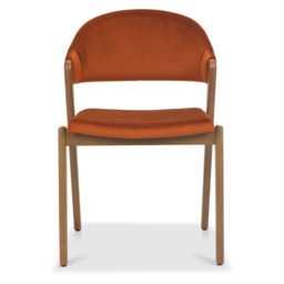 Brandon Rustic Oak Upholstered Chair Pair - Rust Velvet - thumbnail 3