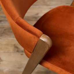 Brandon Rustic Oak Upholstered Chair Pair - Rust Velvet - thumbnail 2