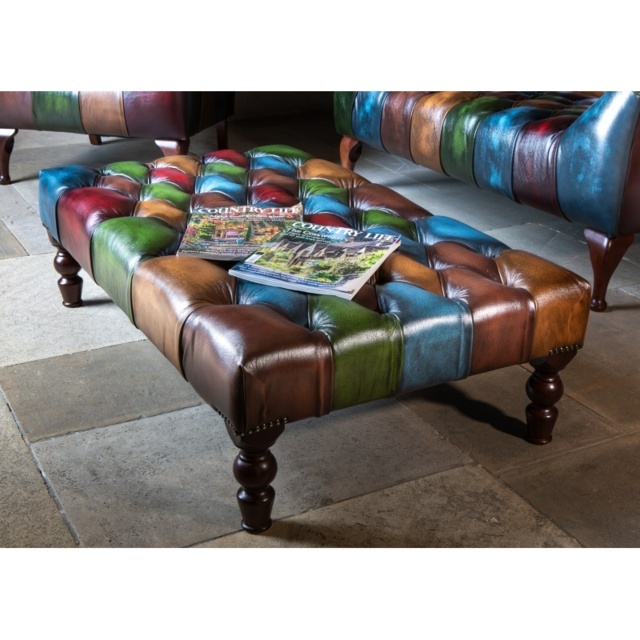 Metropolitan Rub Off Leather Patchwork Banquette Footstool - image 1