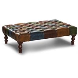 Metropolitan Rub Off Leather Patchwork Banquette Footstool - thumbnail 2