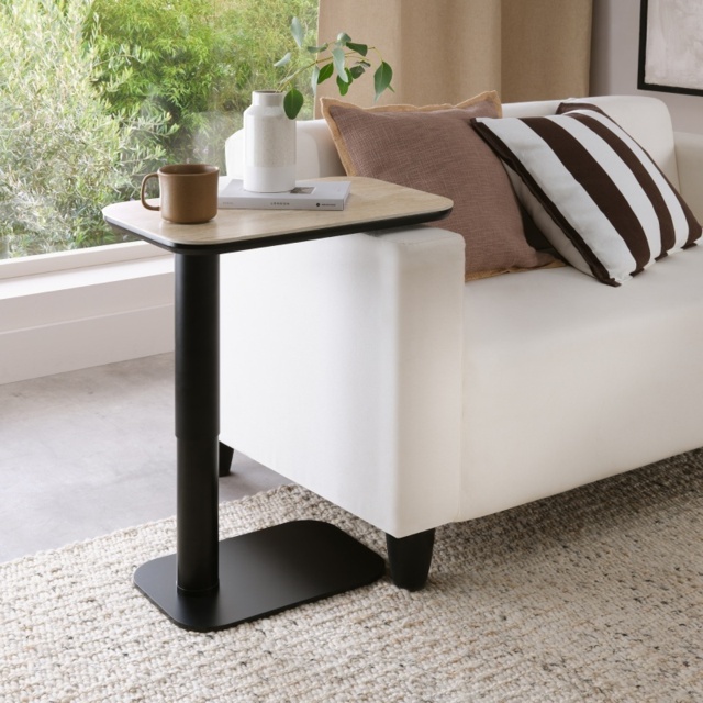 Sully Sintered Stone Gas Lift Adjustable Sofa Table - Beige - image 1
