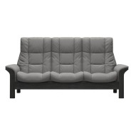 Stressless Windsor High Back 3 Seater Sofa in Silver Grey Leather with Grey Stain Wood - Silver Grey/Grey Wood - thumbnail 4