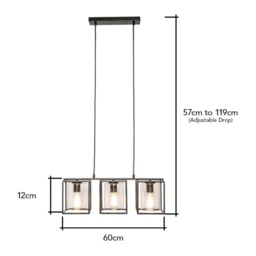 BHS Hardy Cage 3 Light Diner - Matte Black - thumbnail 3