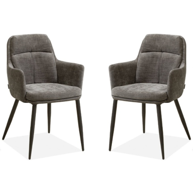 Annie Upholstered Dining Armchair Pair - Miami Ash Fabric