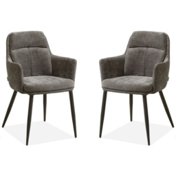 Annie Upholstered Dining Armchair Pair - Miami Ash Fabric