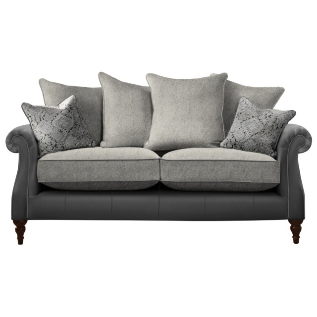 Parker Knoll Eastbury Large 2 Seater Pillow Back Leather/Fabric Sofa - Leather/Fabric Mix - image 1