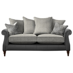 Parker Knoll Eastbury Large 2 Seater Pillow Back Leather/Fabric Sofa - Leather/Fabric Mix - thumbnail 1