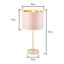 BHS Velvet Table Lamp - Pink/Brass - thumbnail 5