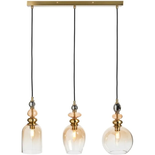 BHS Seline Champagne 3 Light Diner Pendant - Brass - image 1