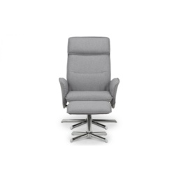 Julian Bowen Aria Recliner and Stool With Chrome Base - Grey Linen - thumbnail 2