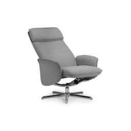 Julian Bowen Aria Recliner and Stool With Chrome Base - Grey Linen - thumbnail 3
