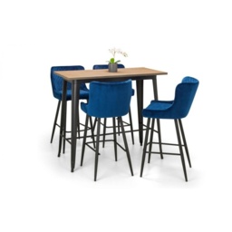 Julian Bowen Luxe Velvet Bar Stool - Blue - thumbnail 4