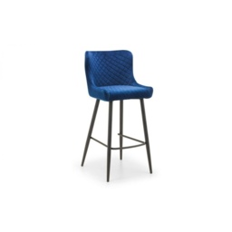 Julian Bowen Luxe Velvet Bar Stool - Blue - thumbnail 1