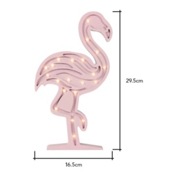 BHS Glow Wooden Flamingo Table Light - Pink - thumbnail 2