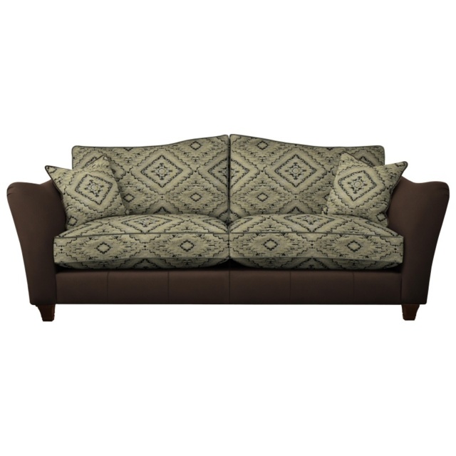 Parker Knoll Harriet Grand Formal Back Leather/Fabric Sofa - Leather/Fabric Mix - image 1