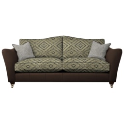 Parker Knoll Harriet Grand Formal Back Leather/Fabric Sofa - Leather/Fabric Mix - thumbnail 2