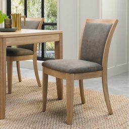Jasper Oak Pair of Upholstered Dining Chairs - Mocha - thumbnail 1