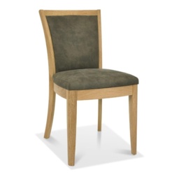 Jasper Oak Pair of Upholstered Dining Chairs - Mocha - thumbnail 2