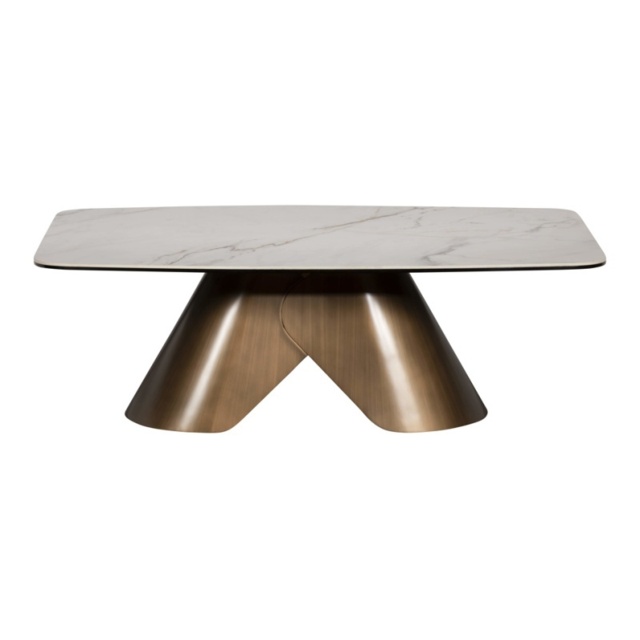Davos Coffee Table - Brushed Bronze/White Marble - image 1