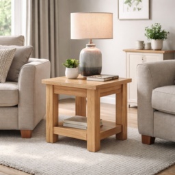 Ascot Rustic Oak Square Lamp Table