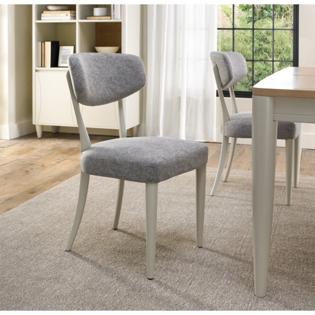Delta Soft Grey Upholstered Back Dining Chair - Grey Lotus Fabric Pair - image 1