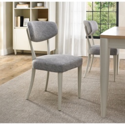 Delta Soft Grey Upholstered Back Dining Chair - Grey Lotus Fabric Pair - thumbnail 1