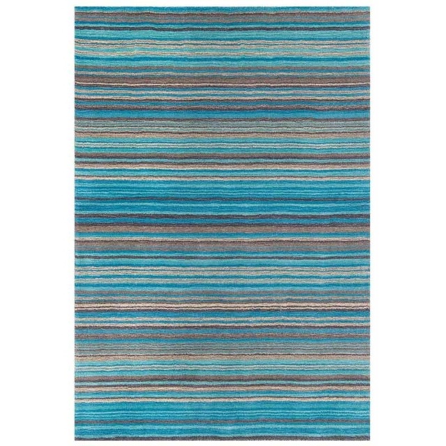 Melrose Carter Striped Wool Rug - Teal - 80cm x 150cm - image 1