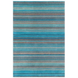 Melrose Carter Striped Wool Rug - Teal - 80cm x 150cm - thumbnail 1