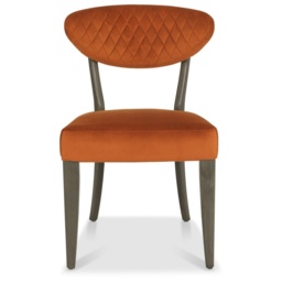 Winnipeg Fumed Oak Upholstered Dining Chair Pair With Gently Flared Backs - Rust Velluto Velvet - thumbnail 6