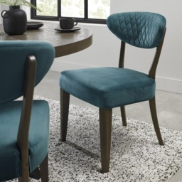 Winnipeg Fumed Oak Upholstered Dining Chair Pair With Gently Flared Backs - Rust Velluto Velvet - thumbnail 1