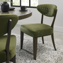 Winnipeg Fumed Oak Upholstered Dining Chair Pair With Gently Flared Backs - Rust Velluto Velvet - thumbnail 2