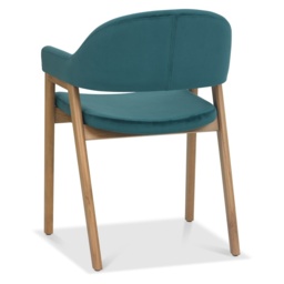 Brandon Rustic Oak Upholstered Arm Chair Pair - Azure Velvet - thumbnail 5