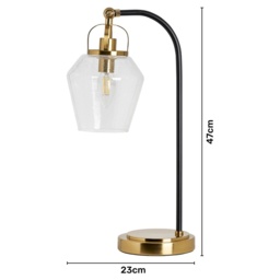BHS Saskia Bubble Glass Arc Table Lamp - Warm Satin Brass - thumbnail 3
