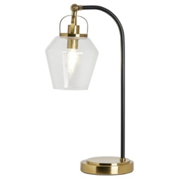 BHS Saskia Bubble Glass Arc Table Lamp - Warm Satin Brass - thumbnail 1