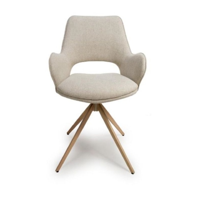 Paulie Swivel Fabric Dining Chair - Natural - image 1