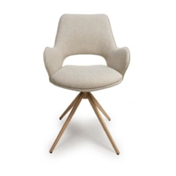 Paulie Swivel Fabric Dining Chair - Natural - thumbnail 1