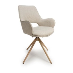 Paulie Swivel Fabric Dining Chair - Natural - thumbnail 2