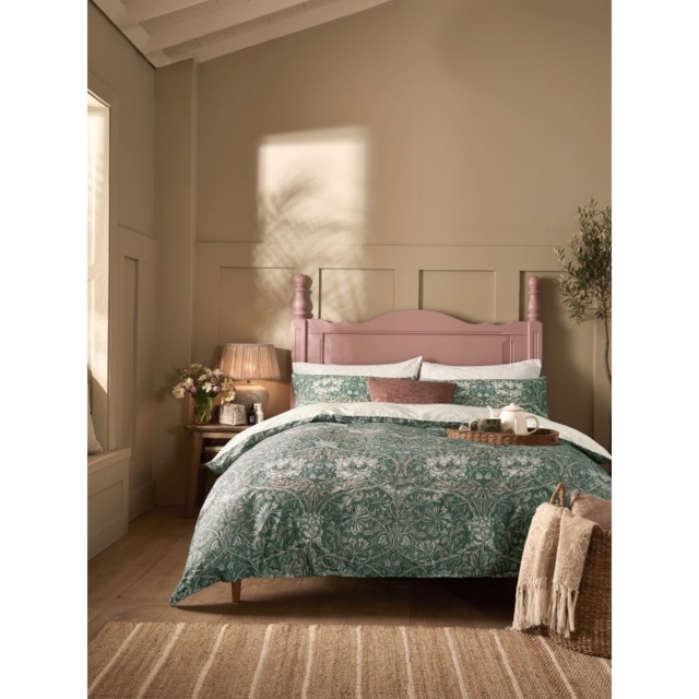 William Morris At Home Honeysuckle and Tulip Duvet Set - Sage/Plaster - King - image 1