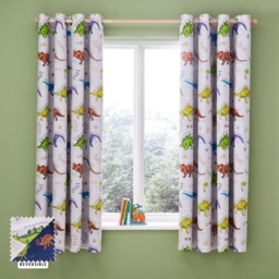 Catherine Lansfield Kids Prehistoric Dinosaurs Fully Reversible Curtains 66x72 - thumbnail 2