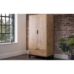 Julian Bowen Bali 2 Door 1 Drawer Wardrobe - Light Oak - thumbnail 1