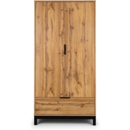 Julian Bowen Bali 2 Door 1 Drawer Wardrobe - Light Oak - thumbnail 2