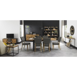 Vancouver Rustic Oak Upholstered Chair - Dark Grey Fabric Pair - thumbnail 3