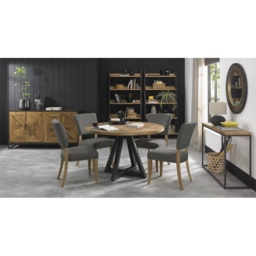 Vancouver Rustic Oak Upholstered Chair - Dark Grey Fabric Pair - thumbnail 6
