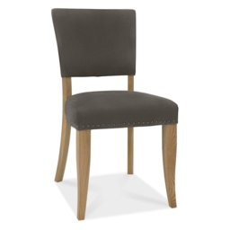 Vancouver Rustic Oak Upholstered Chair - Dark Grey Fabric Pair - thumbnail 4