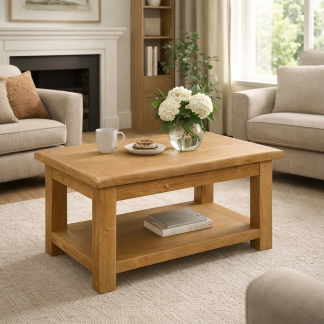 Ascot Rustic Oak Rectangular Coffee Table - image 1