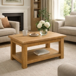 Ascot Rustic Oak Rectangular Coffee Table - thumbnail 1